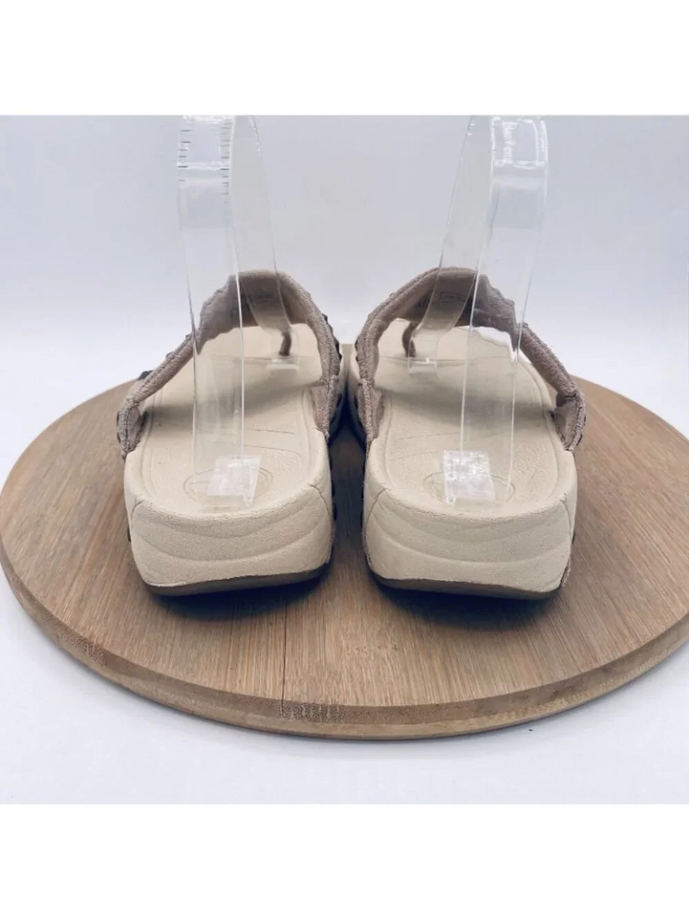 Fitflop Sandals Womens 7 38 Tan Suede Wedge Recovery Studded Flip Flop
